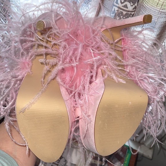 Privileged Chelsea Pink Feather Stiletto Heels Sz 7.5 - Picture 7 of 7